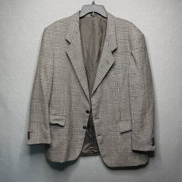 Vito Rufolo Vintage Alpaca Houndstooth Plaid Blazer Jacket Men's 44 Italian Made - Picture 1 of 13